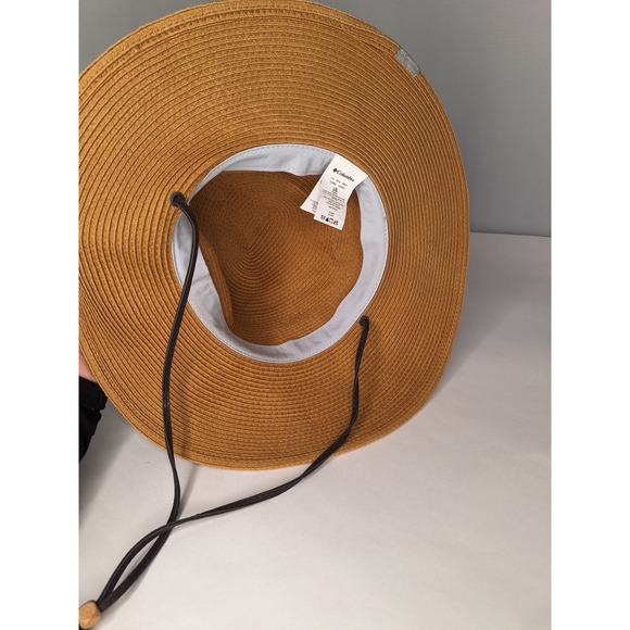 Columbia Womens WideBrim StrawHat Sun Protection Adjustable Chin Strap Brown LXL - Picture 4 of 6